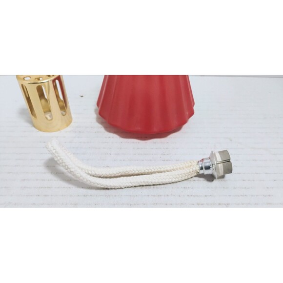 VINTAGE LAMPE BERGER PARIS RED FROSTED  GLASS  FRAGRANCE LAMP W CATALYTIC BURNER - Picture 5 of 11